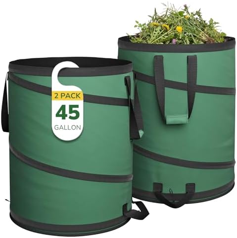 2-Pack Collapsible Trash Can, 45 Gallon Leaf Bags, Durable 600D