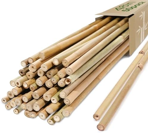 Bamboo Stakes, Plant Stakes 4ft, 50 Pack Bamboo Sticks for Plants