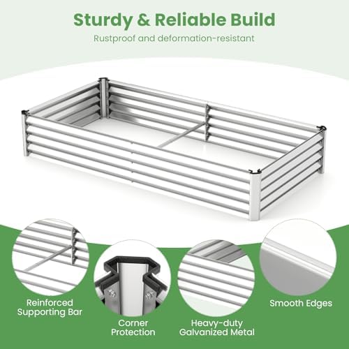 Giantex Galvanized Raised Garden Bed with Greenhouse Cover, 7x3x5 FT