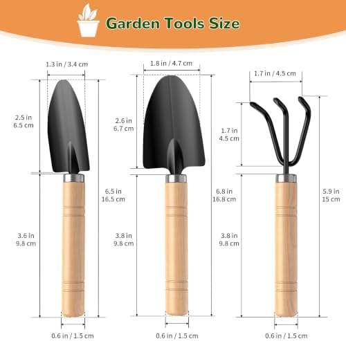 3 Pcs Mini Garden Tool Set with Small Trowel, Mini Shovel & Hand Rake