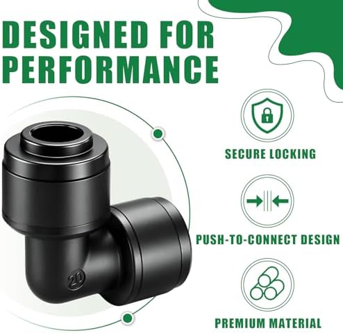 1/4 Inch Drip Irrigation Elbow Fittings, 22 Pieces Push-to-fit Corner 90 Degree Elbow Connectors for 1/4" Irrigation Tubing Leak Free Drip Line Parts for Garden Lawn Irrigation System