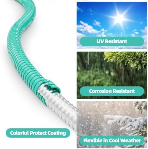 SPECILITE 100ft 304 Stainless Steel Metal Hose (Aqua) with Blue Nozzle