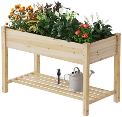 Wooden Planter Elevated Wooden Raised Garden Bed with Legs Planter Box