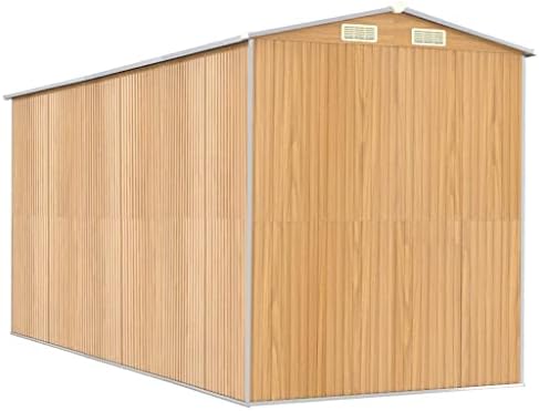Garden Shed - Light Brown Galvanized Steel, Waterproof Outdoor Storage for Bikes, Tools, and Garden Gear - Large, Durable Tent Sheds