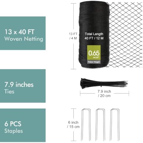 Bird Netting for Garden, Fetanten 13 x 40 FT Netting for Garden Protection