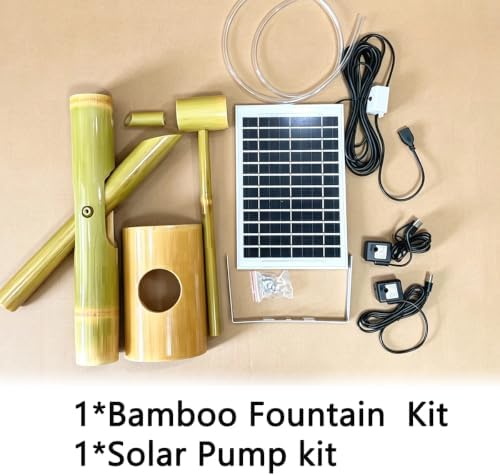 Bamboo Fountain Kit with Solar Powered，Rocking Fountains Kit，Natural Bamboo Water Feature for Zen Garden, Patio, Indoor & Outdoor Decor
