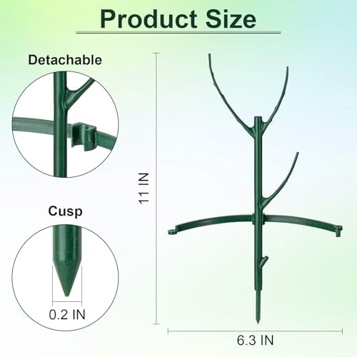 9 Pcs Plant Support Stakes & Plant Cage Support Rings, Plant Supports for Indoor Plants, Stackable Plant Holder Stick, Small Plants Potted Plants Flower Other Climbing Plants (6.4 "Wide X 11" High)
