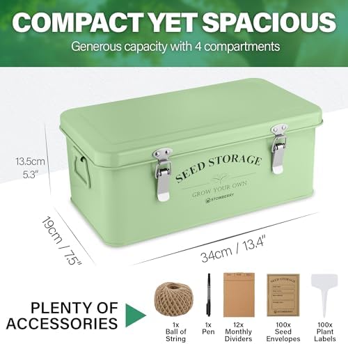 Seed Storage Box Organiser - Seed Tin with Over 200 Accessories