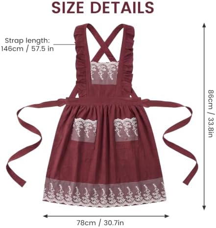 Aoomzoon Vintage Cotton Aprons for Women with Lace Ruffle