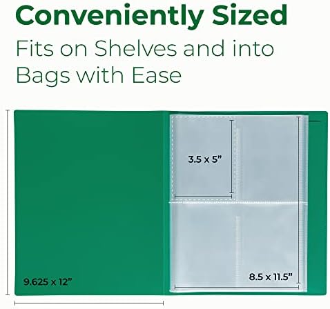Samsill Seed Organizer, 4 Pocket Reusable Garden Storage Protector, 3.5" x 5" Clear Sleeves, Planner, 32 Pockets, Holds Up to 64 Packets, Green