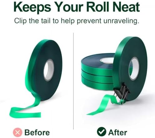Plant Tie Tape – 4 Rolls (788 ft) Stretch Vinyl (PVC), 0.5" Wide, Non-Adhesive Garden Ties for Stems & Poles – Includes Mesh Bag & Binder Clip (788 ft)