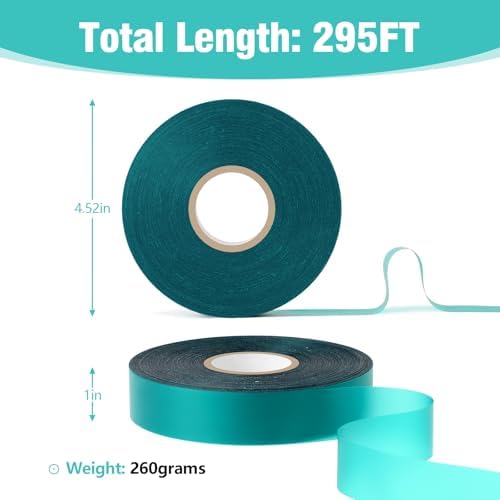 300FT Stretch Tie Tape Roll, 1'' Plant Tape Green Stretch Garden Tie