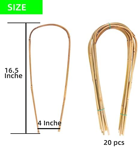 Avalution 16" Natural Bamboo Plants Trellis U-Hoop,Bamboo Gaeden Trellis U-Shape for Climbing Plant Support-20PCS