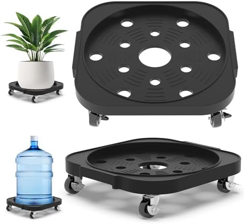 2 Pack 11'' Heavy Duty Rolling Plant Caddy with Wheels, Black