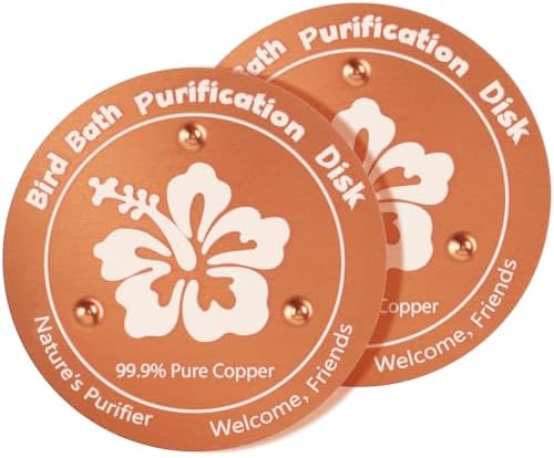 2 Pcs Copper Bird Bath Disc, Solid Copper Disk for Bird Bath, Hibiscus Flowers Bird Bath Copper Disk, Natural Water Purifier for Outside Bird Bath All-Season, Backyard Garden Decor
