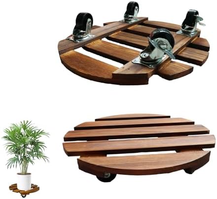 2‑Pack 12 in Plant Caddy with Wheels Rolling Tray for Potted Plants