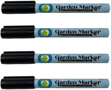 Garden Marker Pen (4 Pack) | Weather & UV Fade Resistant Black Permanent Markers for Plant Labels, Nursery Tags, Garden Tools, and Outdoor Use