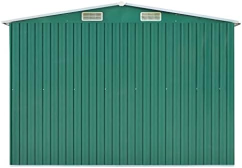 Large Green Galvanized Steel Garden Shed Outdoor Storage for Backyard Garage with Sliding Doors Easy Assembly Powder-Coated Finish