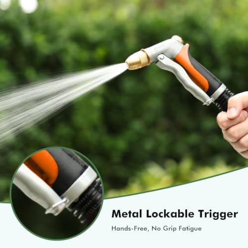 RESTMO Metal Water Hose Nozzle, High Pressure Garden Sprayer, Orange