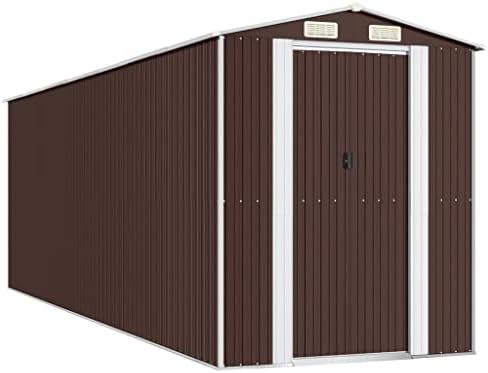 Large Metal Garden Shed, 75.6 x 75.6 x 87.8 Inch Outdoor Storage Cabinet, Galvanized Steel Tool Organizer for Backyard, Patio, and Lawn