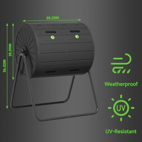 45 Gallon Outdoor Compost Bin, Large Composting Tumbler, Black