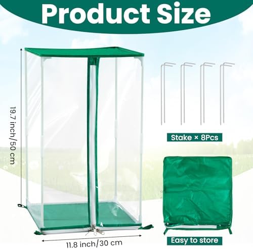 Nuanchu 2 Pcs Mini Greenhouse Clear PVC Plant Cover with Ground Nails