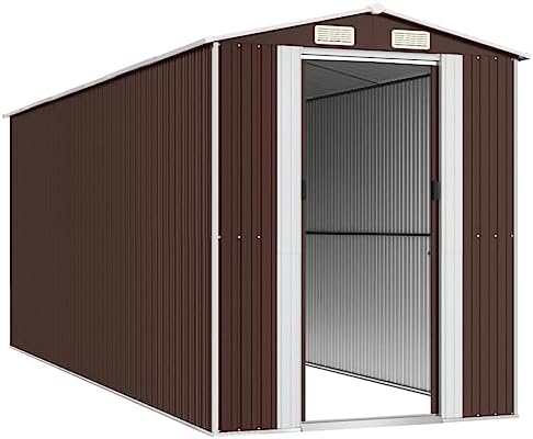 Outdoor Garden Shed 75.6 x 75.6 x 87.8 Inch, Galvanized Steel Storage House for Backyard Tools, Lawn Equipment and Pool Gear, Weather Resistant Metal Shed