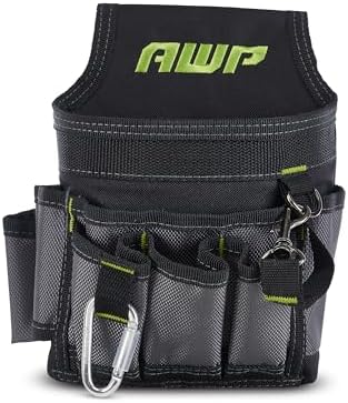 AWP Ballistic Nylon Mini Tool Pouch Multi-Pocket Organizer for Electricians, Professional Tool Box for Efficient Organization, Black/Gray | 1L-23021-2