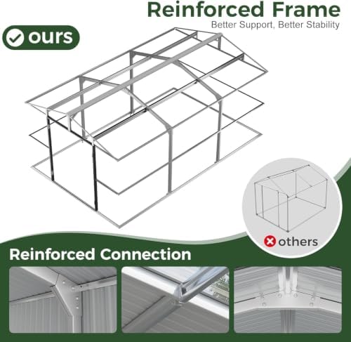 Metal Storage Shed 10x16 FT Reinforced Frame Outdoor Shed with Clear Roof, Air Vent & Lockable Door Large Garden Sheds for Backyard, Patio
