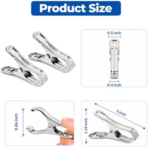 52 PCS Garden Clips - Stainless Steel Greenhouse Clamps,Strong Grip Heavy Duty Metal Clip, for Have a Strong Grip to Hold Down the Shade Cloth or Plant Cover on Garden Hoops