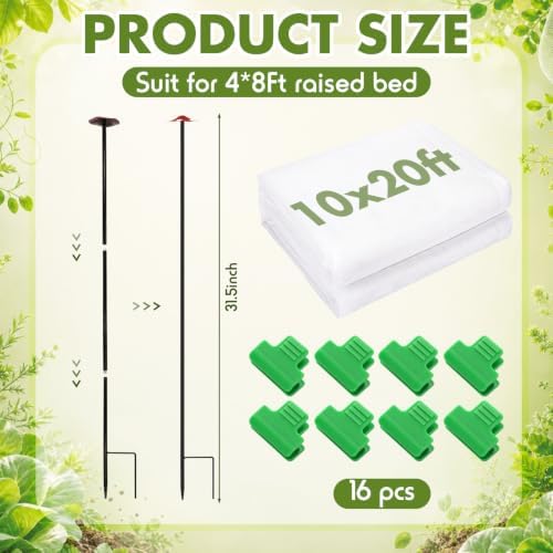 Metal Garden Netting Kit for Raised Bed, 10x20ft Fine Mesh Netting