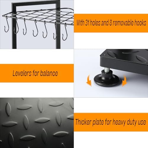 UU-Major Garden Tool Organizer for Garage Corner,Free Standing Yard Tools Rack Heavy Duty,Garage Organization and Storage Stand for Broom,Mop,Rakes,Shovel Holder for Lawn/Shed/Outdoor.