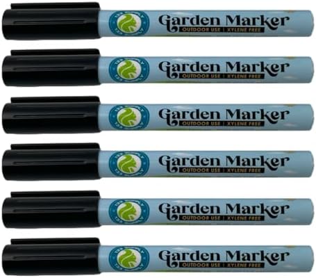Garden Marker Pen (6 Pack) | Weather & UV Fade Resistant Black Permanent Markers for Plant Labels, Nursery Tags, Garden Tools, and Outdoor Use
