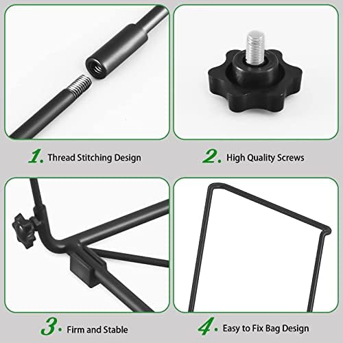 Trash Bag Holder, Outdoor Metal Leaf Bag Holder Stand, Garbage Bag Frame Holder for 30-45 Gallon Bags for Leaves, Camping, Yard Weeding, Lawn Party