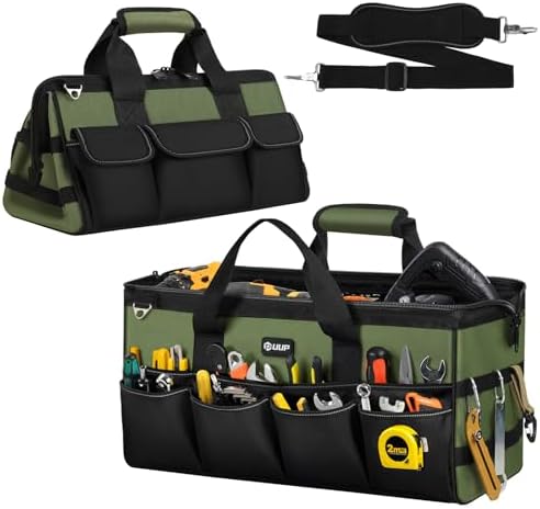 20" Tool Bag Extra Large, HeavyDuty Spacious Tool Box Organizer, Green