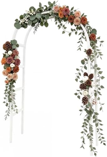 RUBFAC 7.8ft Garden Arbor, Metal Arch Frame for Wedding Ceremony