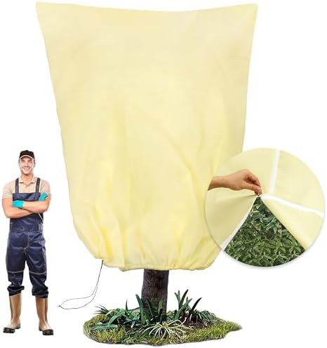 80”(W) x95”(H) Plant Covers Freeze Protection, 2.8oz/yd²Heavy-Duty Tree Covers, 1 Pack Extra Large Frost Cloths & Blankets with Zipper Drawstring for Fig Palm Citrus Lemon Trees and Shrubs