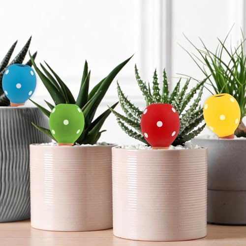 4 Pack Terracotta Watering Spikes, Vacation Self-Watering Planters Devices