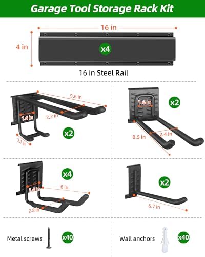 PIYILO 64 in Garage Tool Organizer Wall Mount, Adjustable Tool Storage Rack