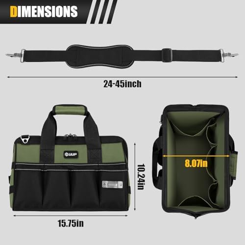 Heavy Duty Tool Bag 15Inch, 16-Pocket Portable Empty Tool Box Organizer