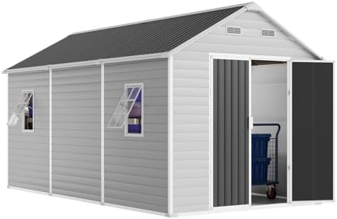 8x14 FT Deep Resin Plastic Outdoor Storage Shed Floor Included