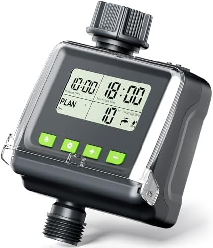 Sprinkler Timer for Garden Hose, Programmable Watering Timer with Rain Delay, Outdoor Automatic& Manual Irrigation Controller System for Lawn/Yard/Greenhouse V104