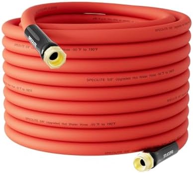 SPECILITE 5/8" x 100FT Hot/Cold Rubber Garden Water Hose, -50℉-190℉, Red