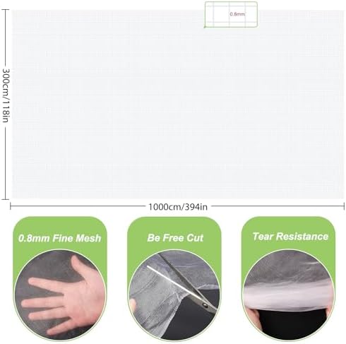 Garden Netting, 10 x 33 Ft Garden Mesh Netting for Plants Vegetable Fruit, Insect Mesh Garden Netting with 100 Cable Ties, Anti Bird Insect Net for Protection Vegetables