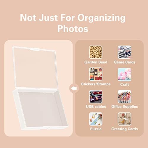 Barhon Photo Storage Boxes Set - 8 Pack 4x6 and 8 Pack 5x7, Photos Case Containers with Bag, Multi-Sized Seed Organizer with Handle for Stickers (Black)