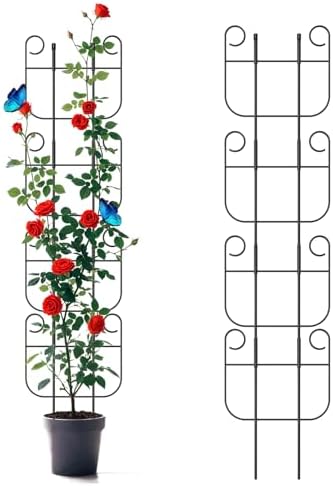 4 Pack Trellis for Climbing Plants Indoor, Expandable Small Metal Trellis for Potted Plants, Flowers Vine Ivy, Sturdy Houseplant Pothos Plant Climber Support