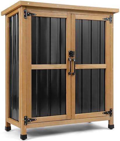 PetsCosset Small Outdoor Storage Cabinet Weatherproof with Lockable Doors