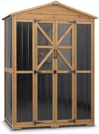 Outdoor Storage Cabinet, Weatherproof Garden Shed with 6 Shelves for Tools