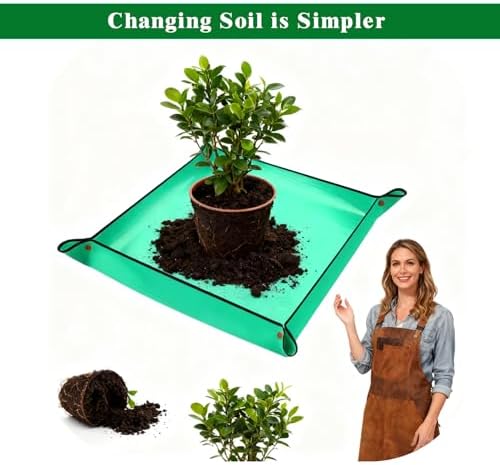Green Repotting Mat, 3 Pack 26.8x26.8 Inch PE Waterproof Mat for Plants