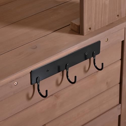 Farmhouse Patio Potting Bench, 44.6''x19.5'' Large Freestanding Garden Workstation with 6 Drawers and Side Hook, Outdoor Kitchen Island (Brown-2)